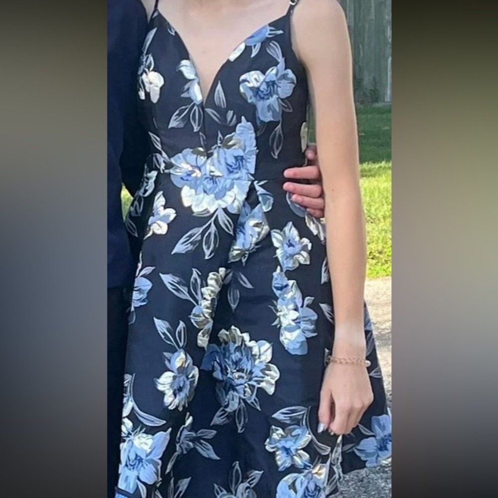 Floral Blue and White Dress